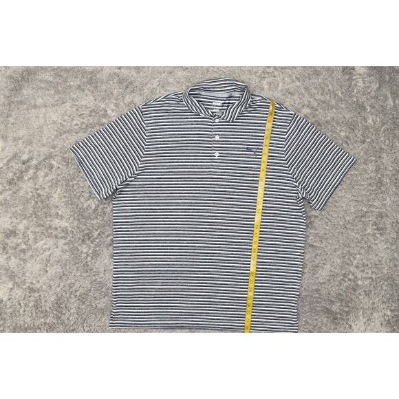 PUMA Men's Size XL Blue Striped Polo Shirt Polyester Short Sleeve - Picture 2 of 6